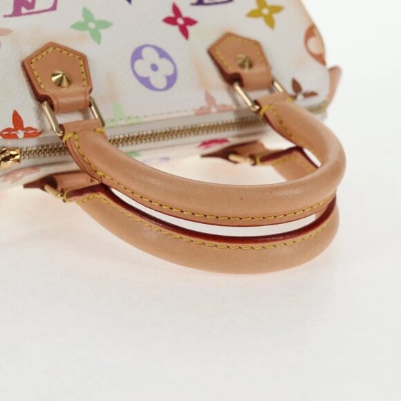 LOUIS VUITTON Monogram Multicolor Mini Speedy Hand Bag White M92645 Auth 143167A - Picture 9 of 16